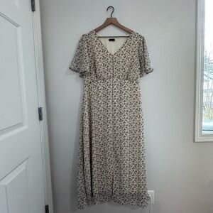 Mikarose Cream Floral Maxi Dress